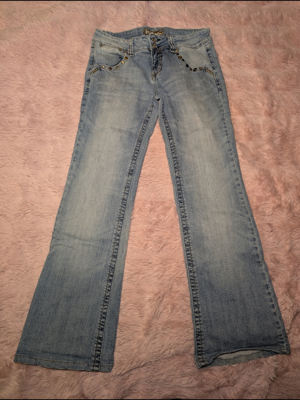 Y2K Vintage C'est Toi Light Blue Women’s Bootcut Jeans with Stud Detail
